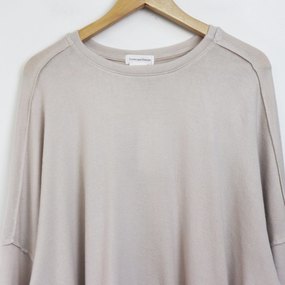 NWT Lovers + Friends Slouchy Raw Edge Sweatshirt Pullover Soft Beige Ivory Small - Picture 6 of 8